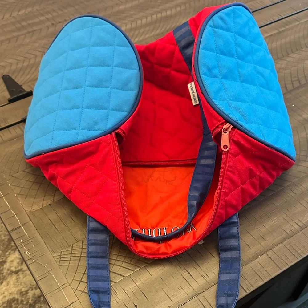 Kids Red and Blue Dinosaur Overnight Travel Quilted Bag